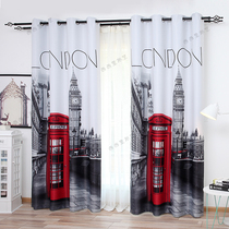 Vintage European industrial wind Foreign trade factory shop special inventory shading cloth calico curtain finished tail single clearance