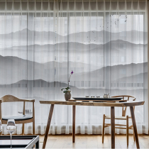 Modern new Chinese style Chinese style landscape painting artistic conception screen curtain Living room high-grade curtain translucent full blackout curtain window screen
