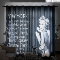 Nordic ins light luxury studio fashion shop Retro industrial style black and white beautiful Monroe semi-blackout cloth curtains