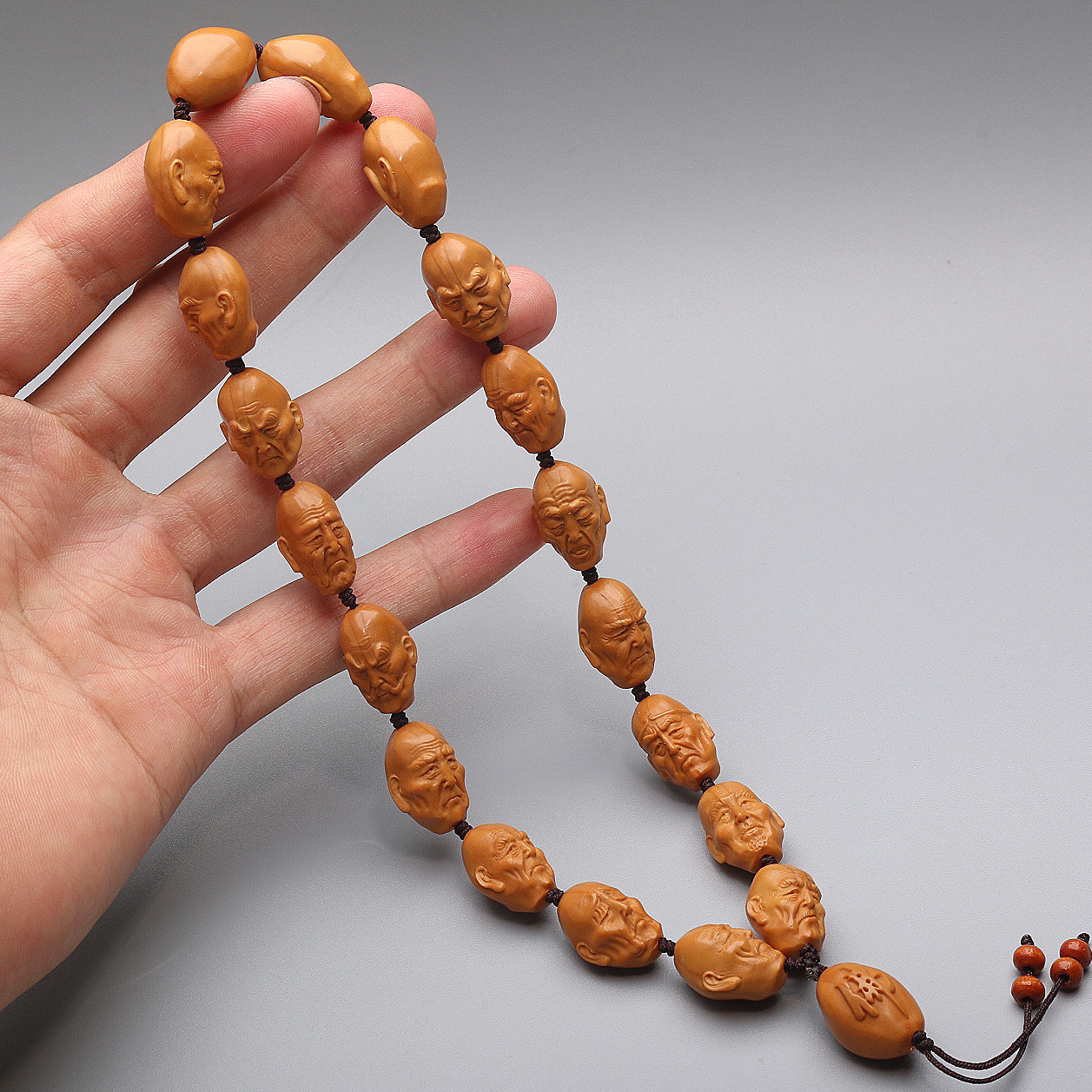 巧匠手工彫刻 橄欖核 十八羅漢手鏈仏珠 把玩精品