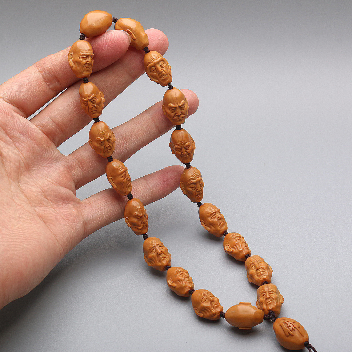 貴重 稀少珍品 核細密彫 羅漢首手串 数珠 念珠 根付 稀少120246 2025，