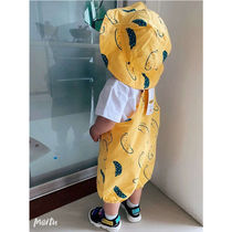 Boy Back Belt Pants Suit Pure Cotton Girl Summer Clothing 2022 New Kids Baby Summer Short Sleeve Hat Three Sets