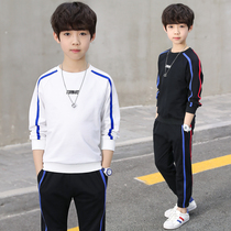 Childrens spring clothes boys sports suit foreign style long-sleeved spring and autumn 2023 new middle and big childrens sweater two-piece suit trendy
