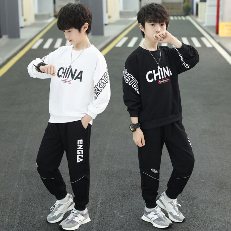 Children's suit autumn boy's sports suit Western style long-sleeved spring and autumn 2022 new middle and big children's sweater two-piece tide