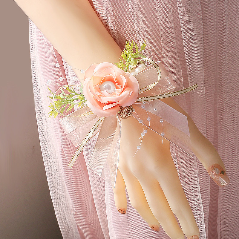 Bridesmaid's wrist floral sensual bridal superfairy sister group senior feeling companion chest flower Han style little fresher wedding bracelet-Taobao