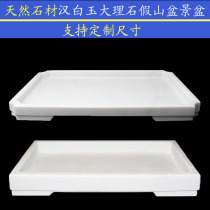 Marble flowerpot rockery bonsai natural white marble absorbent stone tray landscape basin rectangular oval oval