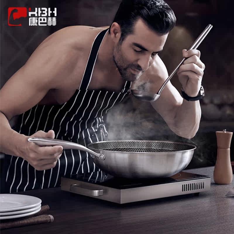 (Buy platform)Kangbach second generation smoke-free pot Stainless steel non-stick pot induction cooker gas stove household