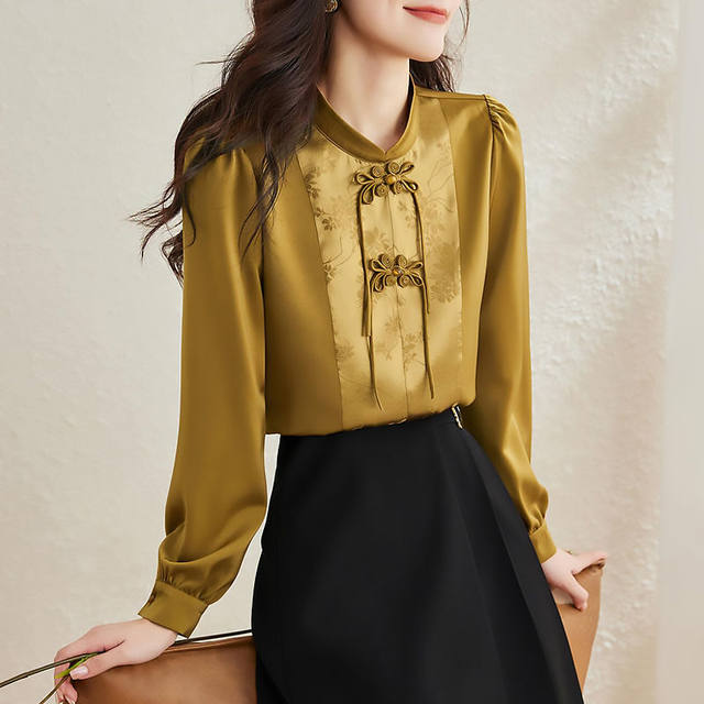 Jingyage top shirt autumn 2022 new high-end French temperament new Chinese style puff sleeve shirt female