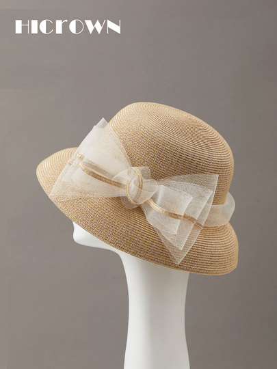 New Style Women's High-End Elegant Sunshade Hat That Makes the Face Look Smaller, Simple and Fashionable Summer Travel Fishbone Lampshade Hat