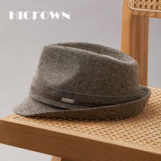 25 Autumn/Winter Men's Wool Jazz Hat with Small Brim, Cool and Stylish, European and American British Casual, Large Head Circumference