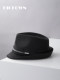 Autumn and winter new pure black wool jazz hat for men with large head circumference, European and American British fashion, cool and handsome, middle-aged and elderly