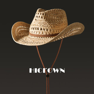 Versatile Straw Hat for Summer Outings, Rolled Brim, Wide Brim, Hollowed Out, Vacation Sunshade, Breathable, Western Cowboy Style, Fashionable