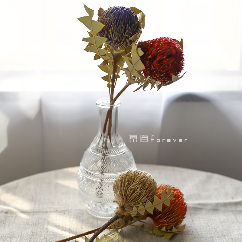 African imports Genuine Flower Round Banke Wood Dry Flowers Folk Living Room Retro Inserted Bouquet Photography with Decorative Pendulum-Taobao