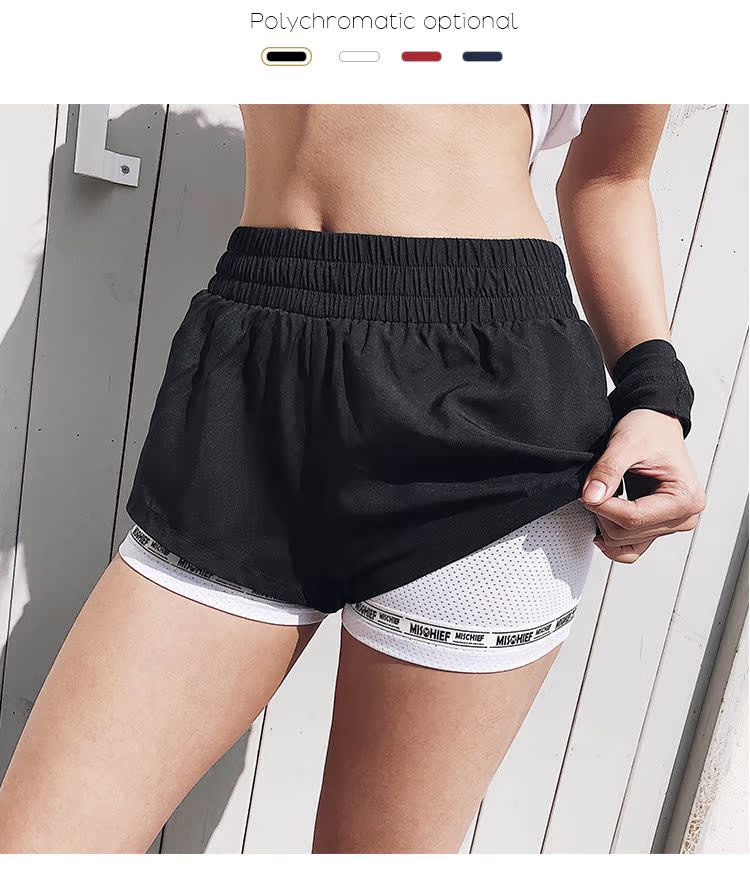 Quần short thể thao mạnh mẽ phụ nữ lỏng lẻo chạy tập nhanh khô quần thể dục yoga thoáng khí với quần nóng lót - Quần thể thao quần short nam adidas