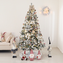 Simulated Christmas tree set flocking ins style white falling snow festival scene decoration 2024 new Christmas tree