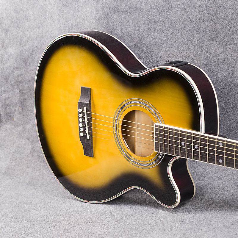 40-inch folk guitar wood guitar ultra-thin barrel body jita electric box EQ Guitar Sunset Color Guitar