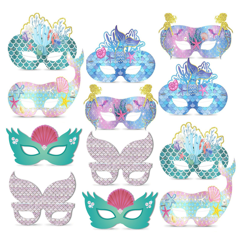 Mermaid Ocean Cartoon Mask Eye Mask Kidsren's Birthday Decoration Theme Style Princess Party Scene Decoration Mermaid Ocean Cartoon Mask Eye Mask Kidsren's Birthday Decoration Theme Style Princess Party Scene Decoration