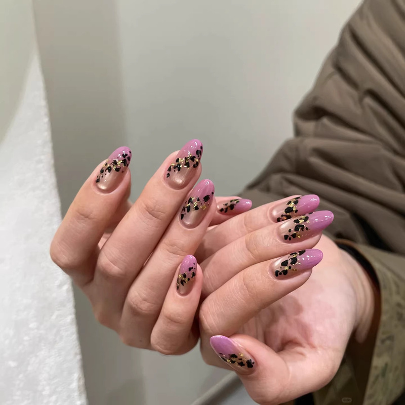 New Style Little Wild Cat Leopard Print Wearable Nails, Handmade with a High-End Feel, European and American Style Manicure, Brightening and Elegant Fake Nail Patches