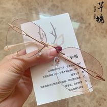 Sassy Mirror Without Frame Close View Eye Mirror Woman Pure Titanium Ultra Light Trim Large Frame Display Slim Flat Light Anti Blue Radiation Vegan Glasses