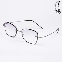 Qian mirror private custom ultra-light frameless glasses Female gold powder diamond cut edge glasses Male optical myopia glasses finished product