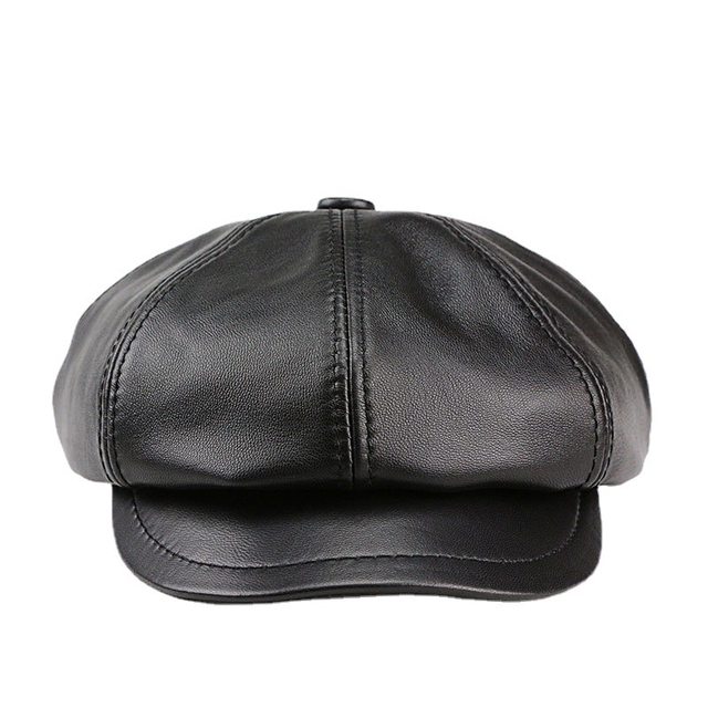 Lambskin ແທ້ຂອງ beret ຫມວກສູງສຸດຂອງແມ່ຍິງໃນລະດູໃບໄມ້ປົ່ງແລະລະດູຫນາວສະແດງໃບຫນ້າສີພຽງເລັກນ້ອຍຫມວກແກະ octagonal ໃໝ່ ສໍາລັບຜູ້ຊາຍ