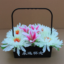 Simulation Chrysanthemum basket Cemetery Qing Ming Flower Sacrifice Cemetery Cemetery Cemetery Cemetery and Cemetery Flowers Place flowers