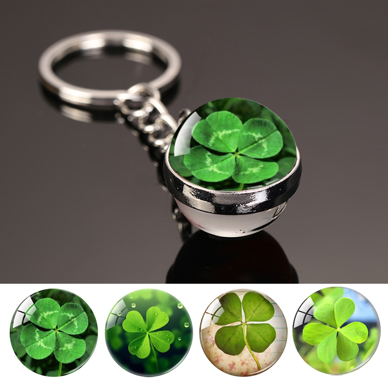 Lucky Four-Leaf Clover Trifolium Glass Keychain Key Ring Bag Pendant Best Friend Birthday Graduation Gift Lucky Four-Leaf Clover Trifolium Glass Keychain Key Ring Bag Pendant Best Friend Birthday Graduation Gift