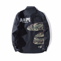Day Department Tide Cards APE Shirts Men Oxford Spinning Camouflage Stitch Badges Embroidered Loose Lovers of Ape Casual Lining