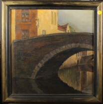 Huangshi Fort Western furniture Old oil painting Western antique landscape painting French antique old oil painting