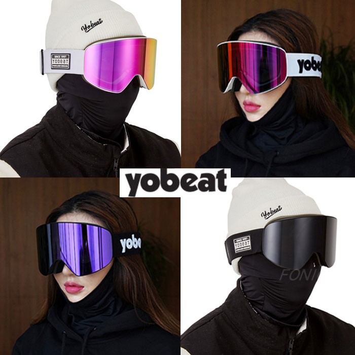 1920YOBEAT Korean ski goggles for men and women show face small Asian models pink purple red black lens underwear clothes