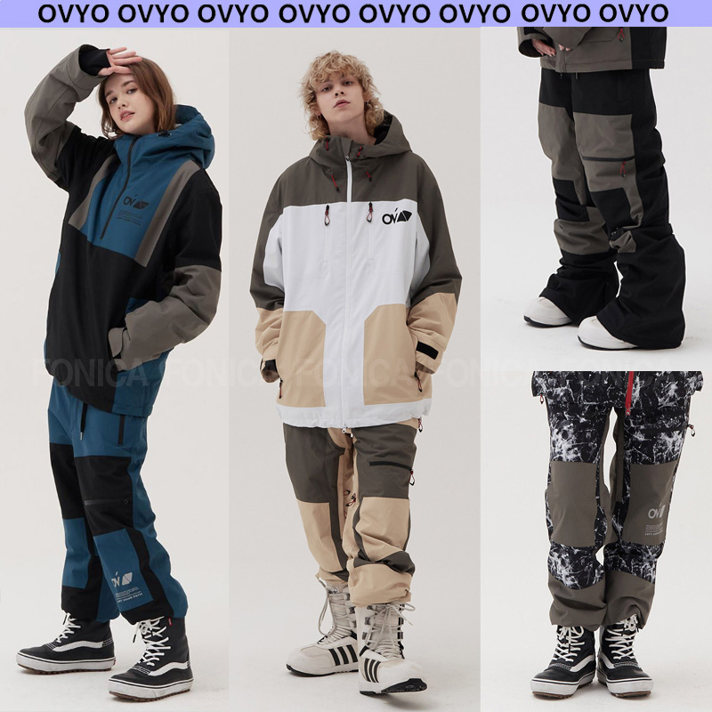 2122OVYO Korean skier men and women with loose and thin legs thin and thin feet black and white waterproof