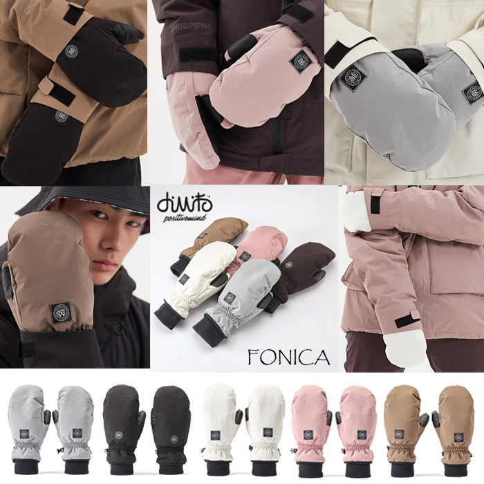 1920DIMITO Korean ski gloves without fingers plus cotton warm waterproof wind cold powder white gray clothes pants