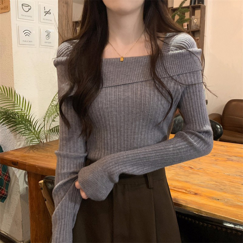 Designed One-Shoulder Knit Top for Women, 2026 Spring and Autumn New Style, Base Layer Sweater, Niche High-End Top