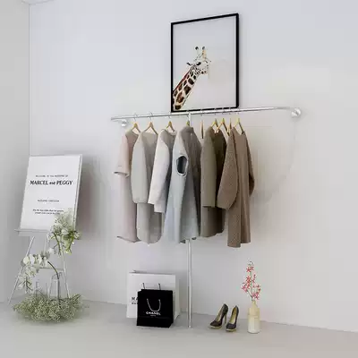 Customized clothing store display rack simple wall-mounted clothes pole Net red women's clothing store display rack shelf Silver