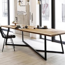 Nordic solid wood conference table office desk modern minimalist workbench negotiation table computer table wrought iron dining table long table