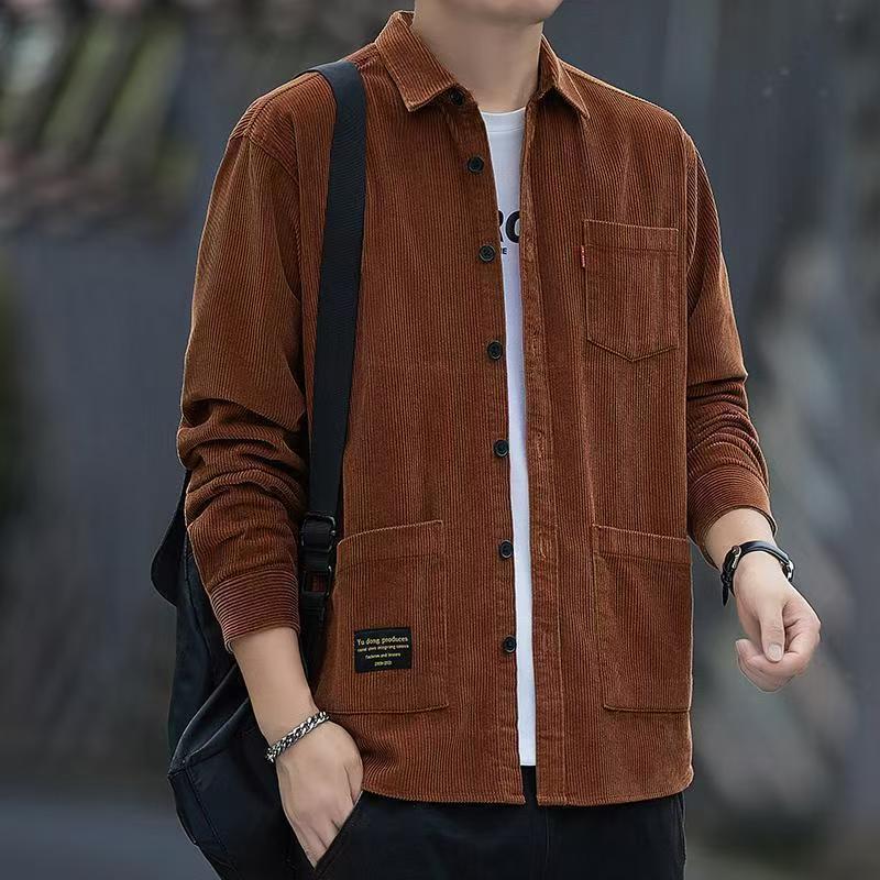Spring and Autumn Thin Corduroy Long-Sleeved Shirt Jacket 2025 Men's Spring and Autumn Casual Loose Hong Kong Style Shirt for Men Spring and Autumn Thin Corduroy Long-Sleeved Shirt Jacket 2025 Men's Spring and Autumn Casual Loose Hong Kong Style Shirt for Men