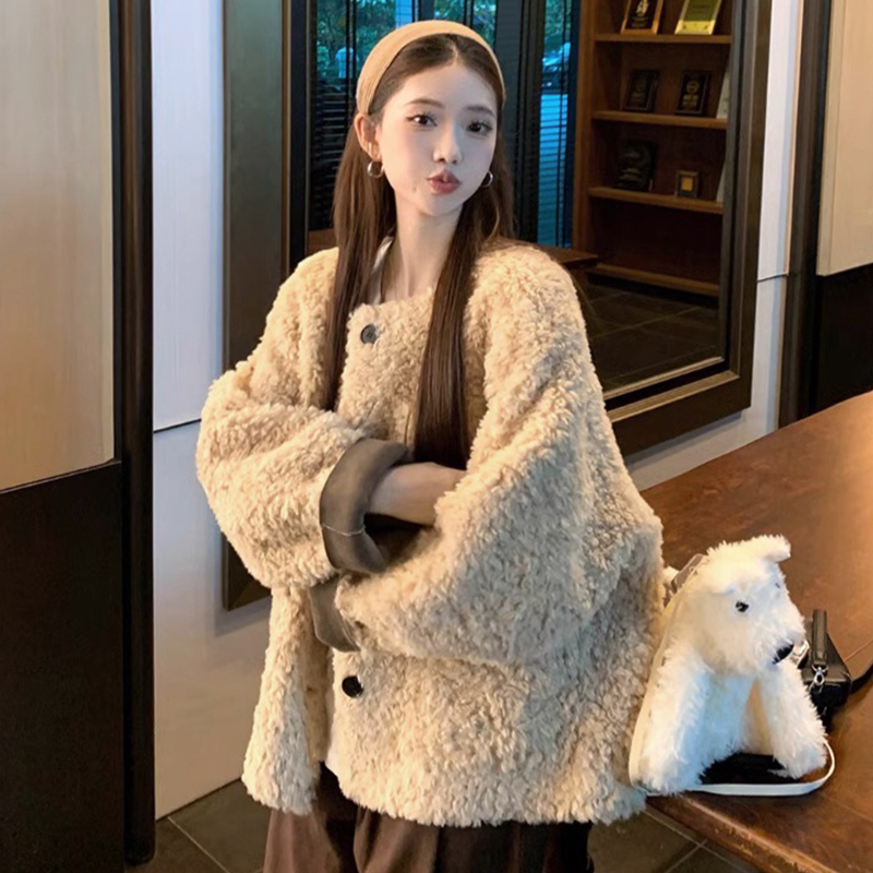 2026 New Style Chanel-Inspired Popular Fleece Short Jacket Lamb Wool Women's Autumn and Early Winter Outfit Korean Style Lamb Wool