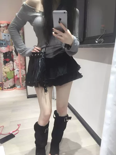 Панк-девчонка, старая, старая, юбка-юбка с тремя слоями