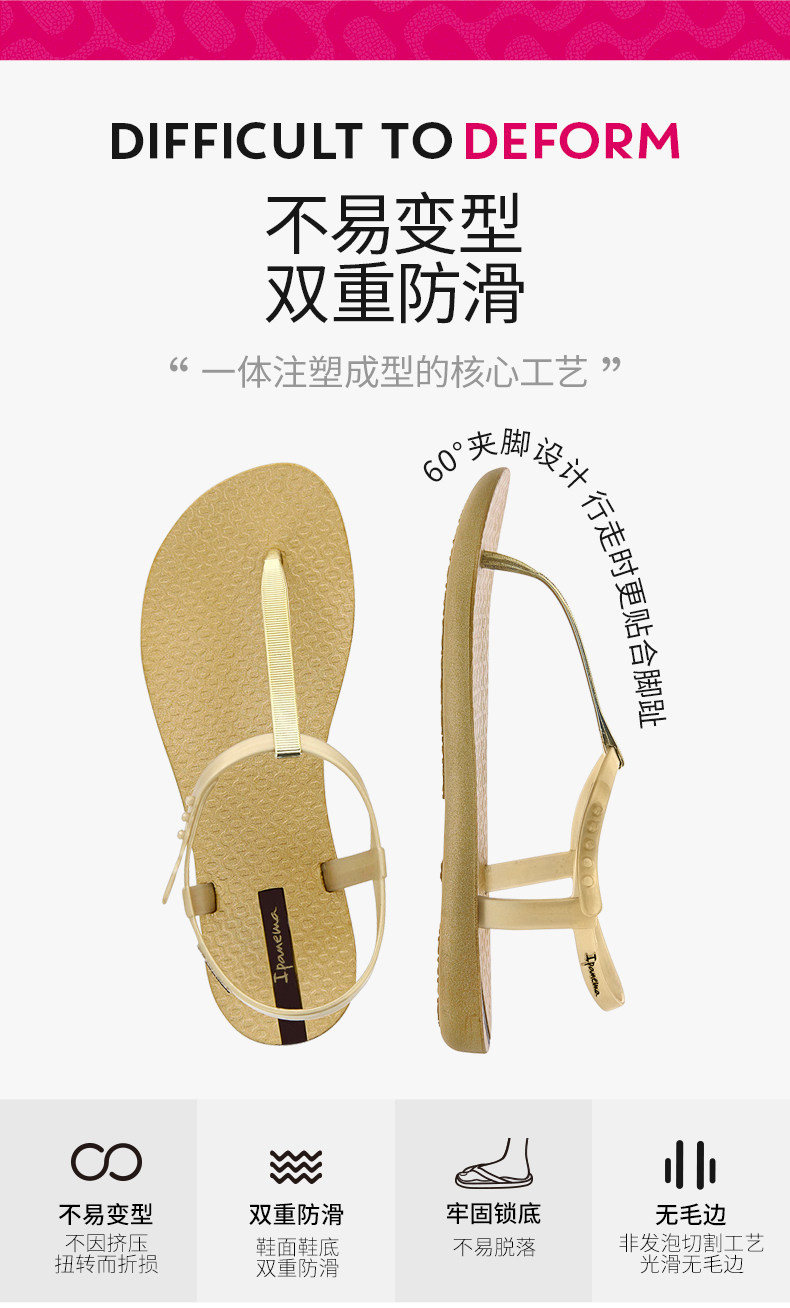 神价格 巴西进口 Ipanema 女罗马夹趾平底凉拖 图6