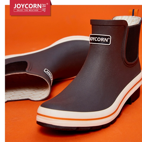 Joycorn Plus Rain Boared Men's Water Shoes and Rain Boots Fashion Водонепроницаемые обувь Низкая короткая трубка резиновая обувь анти -слабые водяные ботинки