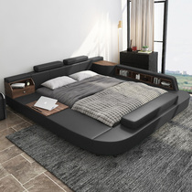 Multifunctional leather bed tatami bed double bed 18 meters modern simple letter wedding bed master bedroom storage leather bed