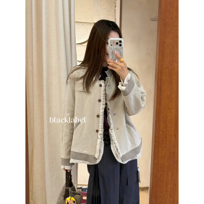 Blacklabel 26 Early Autumn New Thin Fake Two-Piece Jacket Linen Coat Top Women Blacklabel 26 Early Autumn New Thin Fake Two-Piece Jacket Linen Coat Top Women