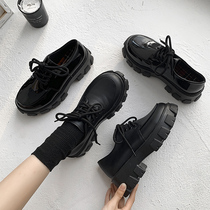 Japanese small leather shoes womens high heel loafers shoes 2021 spring and autumn English style thick bottom Winter Pine cake retro inner jk shoes