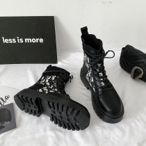 Thick-bottom Martin Boots Female English style 2021 New Spring and Autumn Mid-tube Fried Street Winter Small Skinny Boots