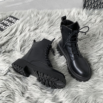 Plus velvet Martin boots female little man 2021 New fried street small Boots Winter Spring and Autumn single boots thick soles inside