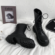 Thick-soled Martin boots female 2021 new spring and autumn winter English wind mid-boots with increased tide ins cool short boots