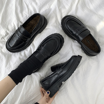 Japanese jk small leather shoes women spring and autumn 2021 New English style round head thick bottom winter black retro loveone shoes