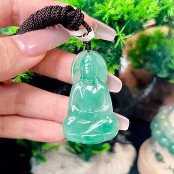 Purely natural a-grade african green guanyin pendant