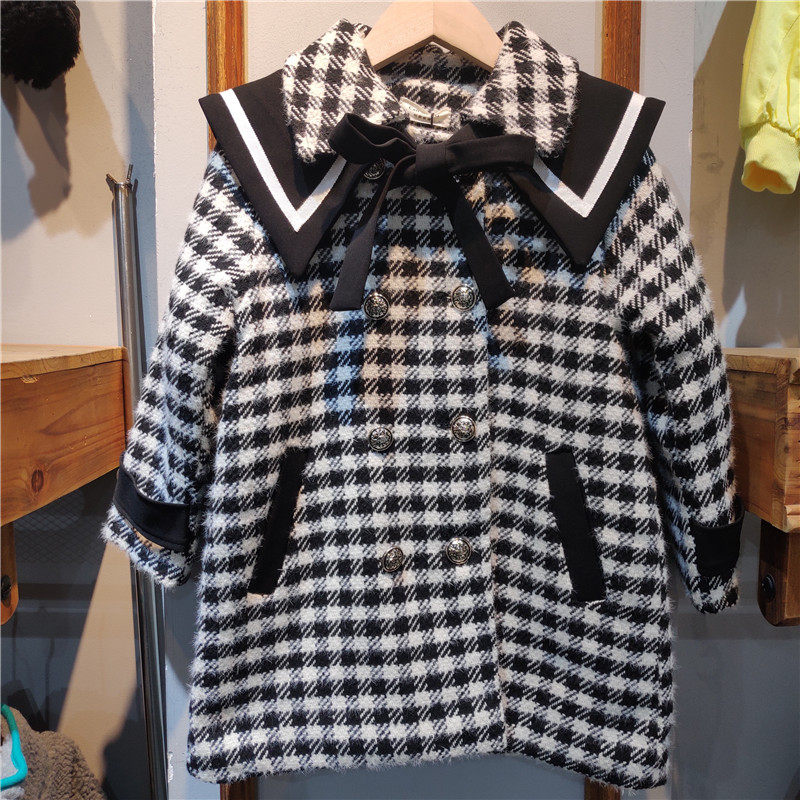Special Price Winter Girl Retro collar clip cotton wool The girl child Korean version Fashion jacket in the big coat