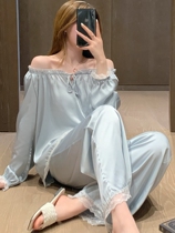 Sexy straight shoulder ~ Dont sample Home Tour S F Elizabea Ice Sleeping Women in Spring and Autumn Thin Long Sleeves J